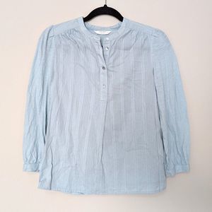 Lucky Brand Light Blue Popover Long Sleeve Blouse